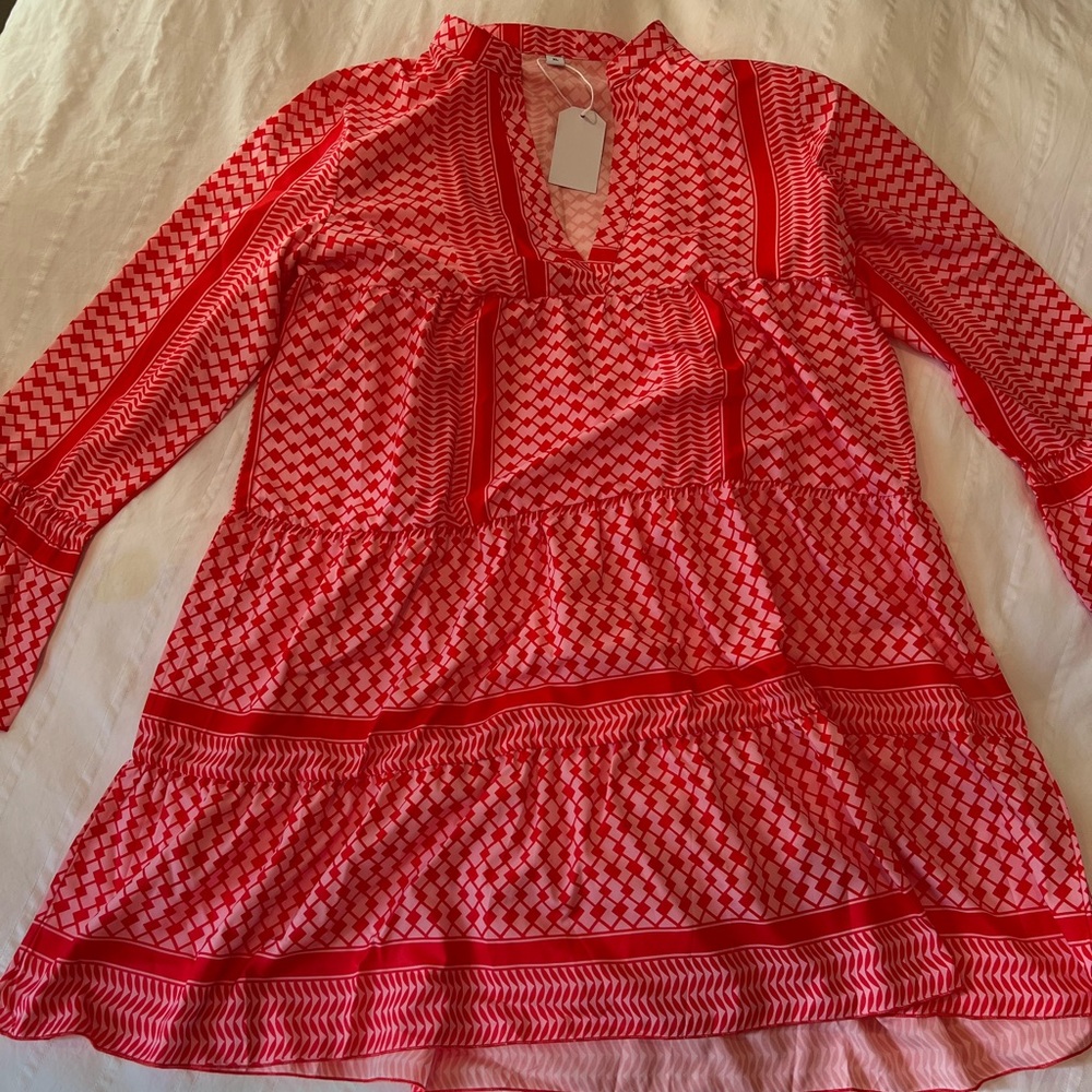 Red and pink printed dress